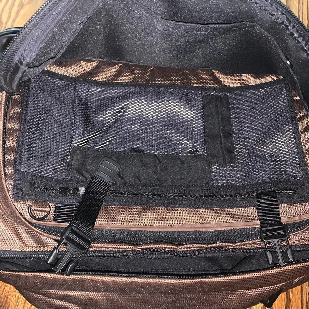 TUMI T2 Copper Brown Ballistic Nylon Messenger Laptop Carry On Travel Bag