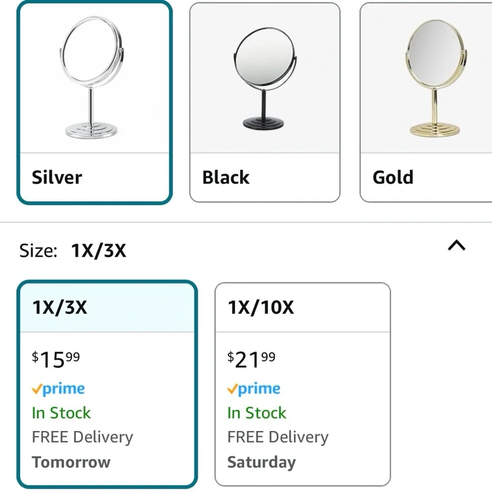Magnifying Vanity Makeup Mirror 7 Inch, 360°Rotation Double Sided Magnify 1X, 3X