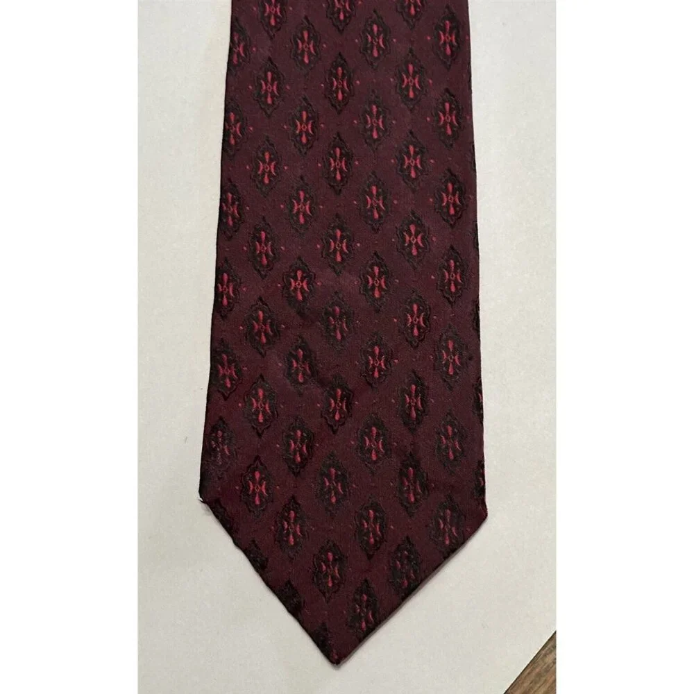 Vintage Christian Dior Made In France Mens Silk Necktie Geometric Tie