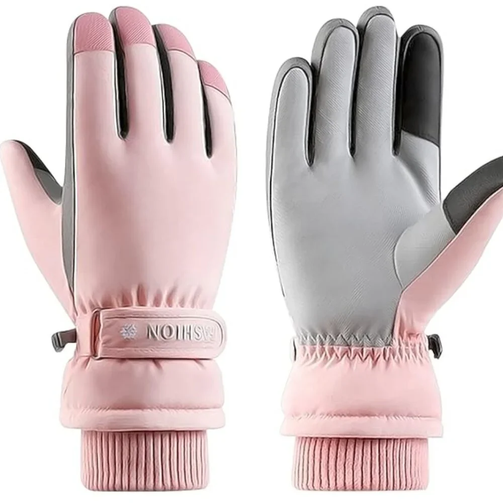 Women Winter Ski Pink Gloves