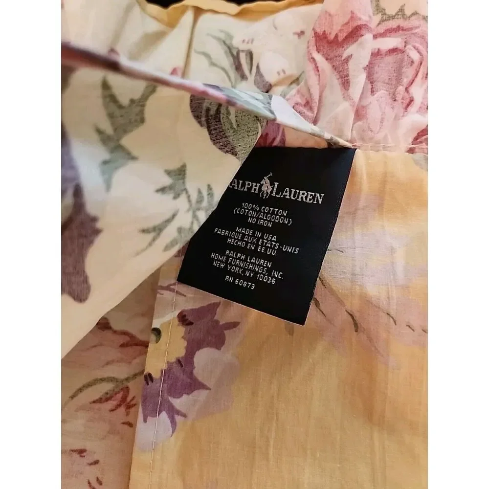 Vintage RALPH LAUREN Sophie Brooke STD Pillow Case & Sham Yellow Floral‎ RUFFLED