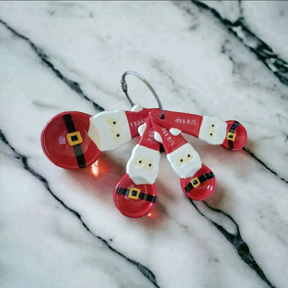 Ceramic Santa Claus Christmas Holiday Measuring Spoons Kitchen Tools Baking