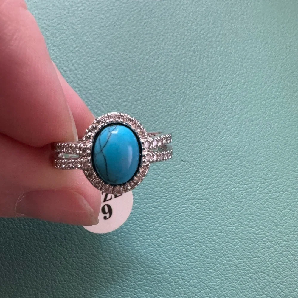 Fragrant Jewels Blue Turquoise and Silver size 9 ring NWT