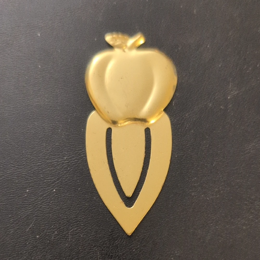 Gold Tone Apple Bookmark