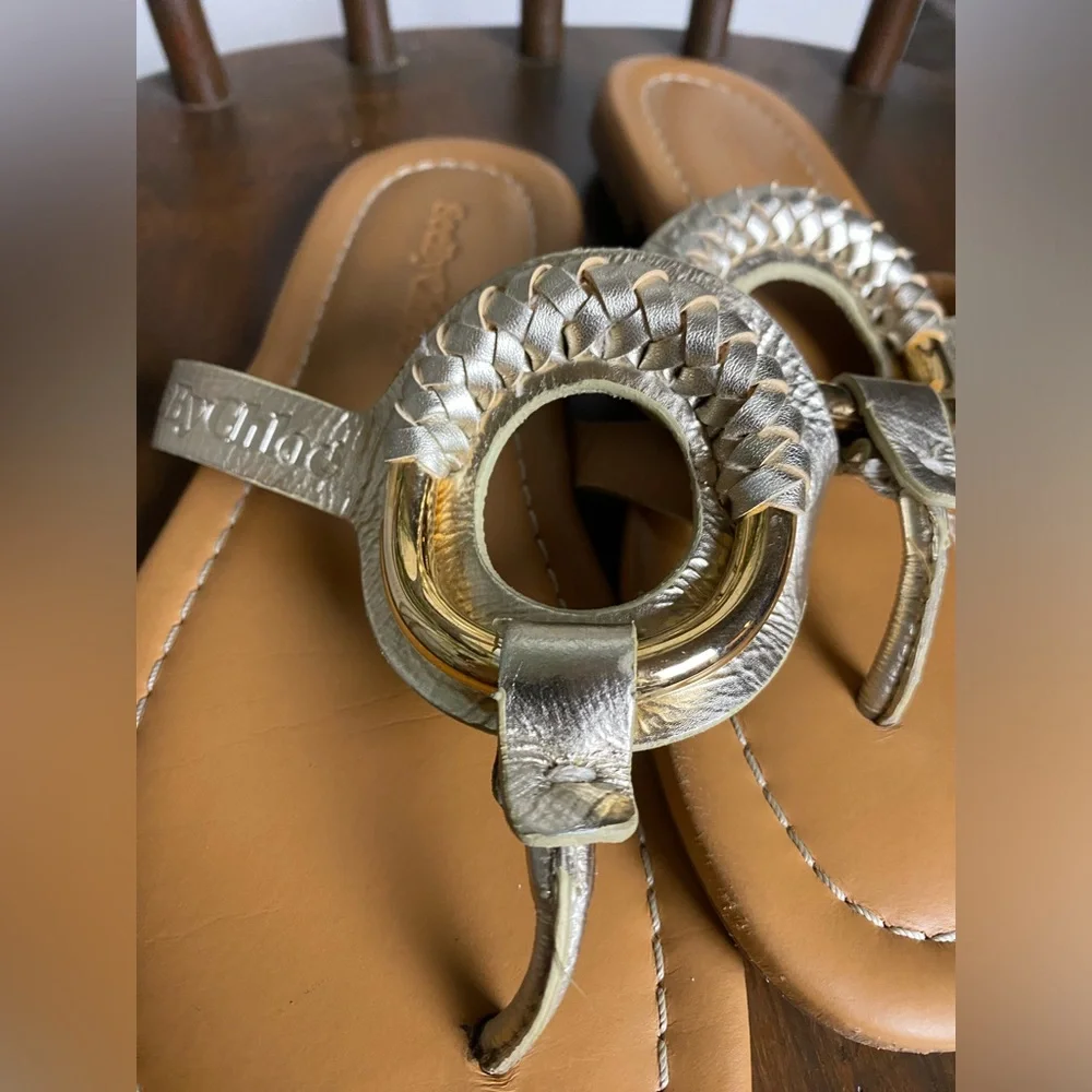 Womens See by Chloé Hana Leather Sandals Size 36 Made in Spain