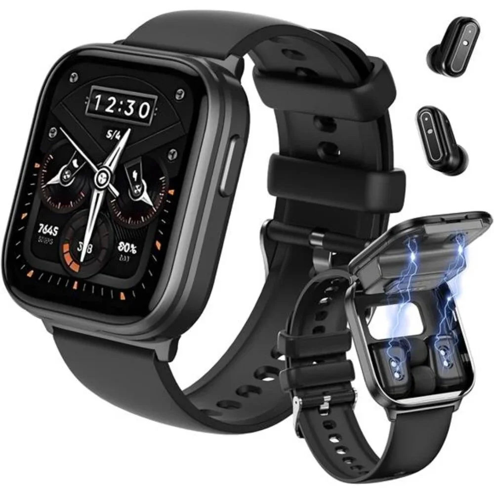 2-in-1 Smart Watch with Wireless Earbuds – Fitness Tracker, Heart Rate Monitor &