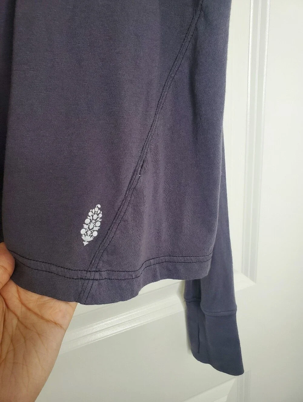 Free People Movement Victory Lap Gray Cotton Long Sleeve Top