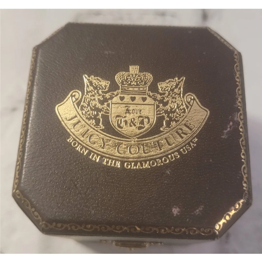 Vintage Juicy Couture Charm Box Case EMPTY Storage Attached Lid Pink Lining
