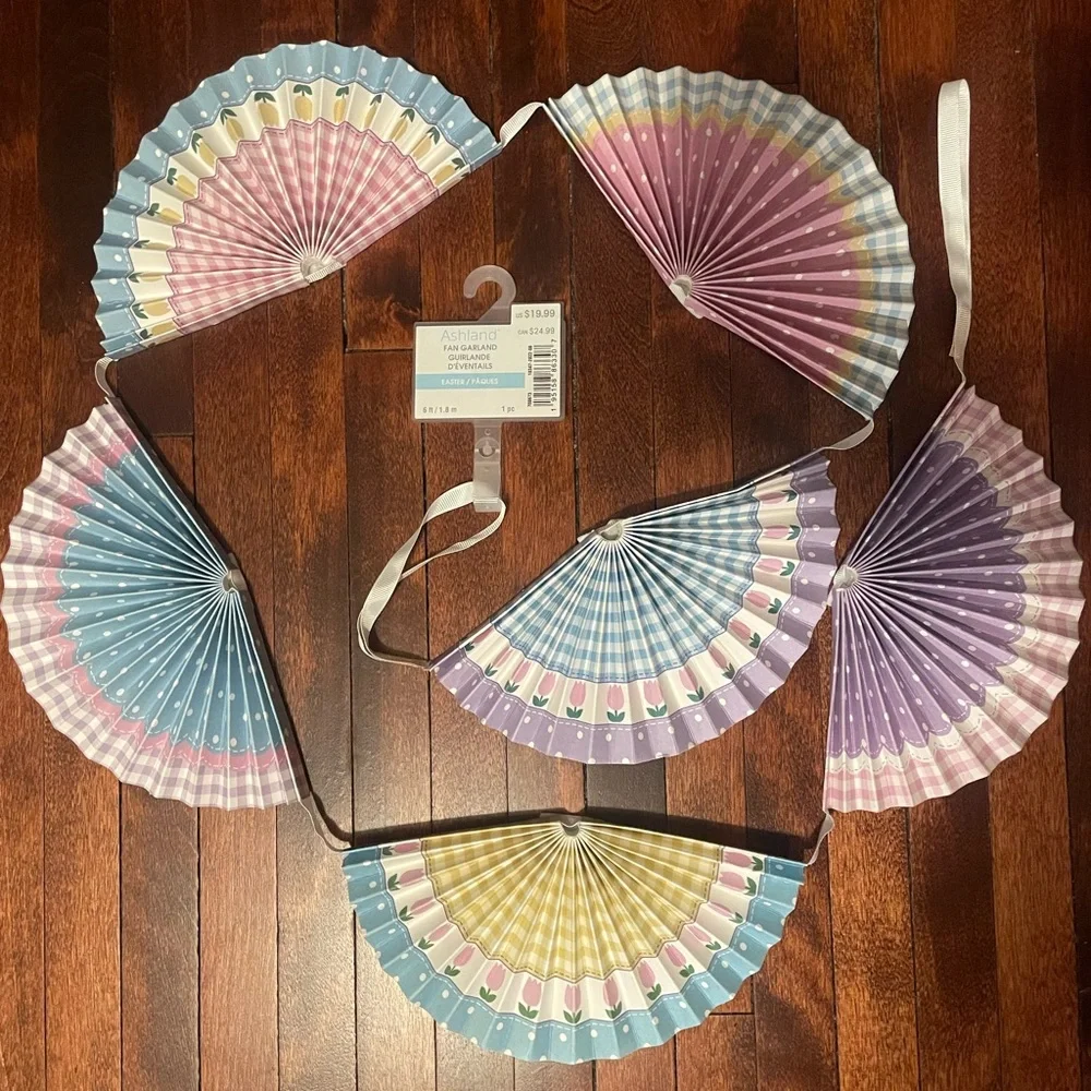 Colorful Easter Fan Garland Party Decoration,Baby Shower, Spring Decorations