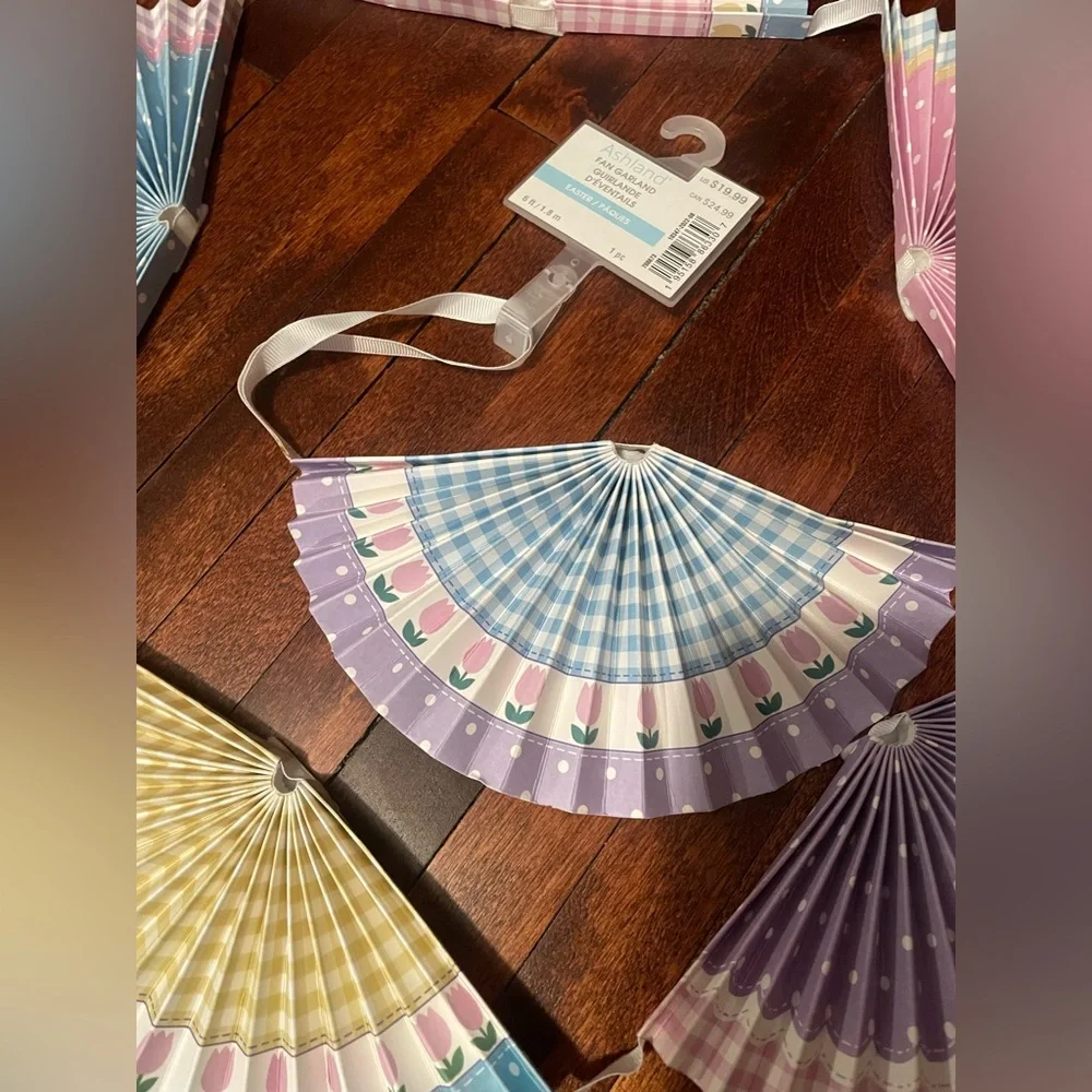 Colorful Easter Fan Garland Party Decoration,Baby Shower, Spring Decorations