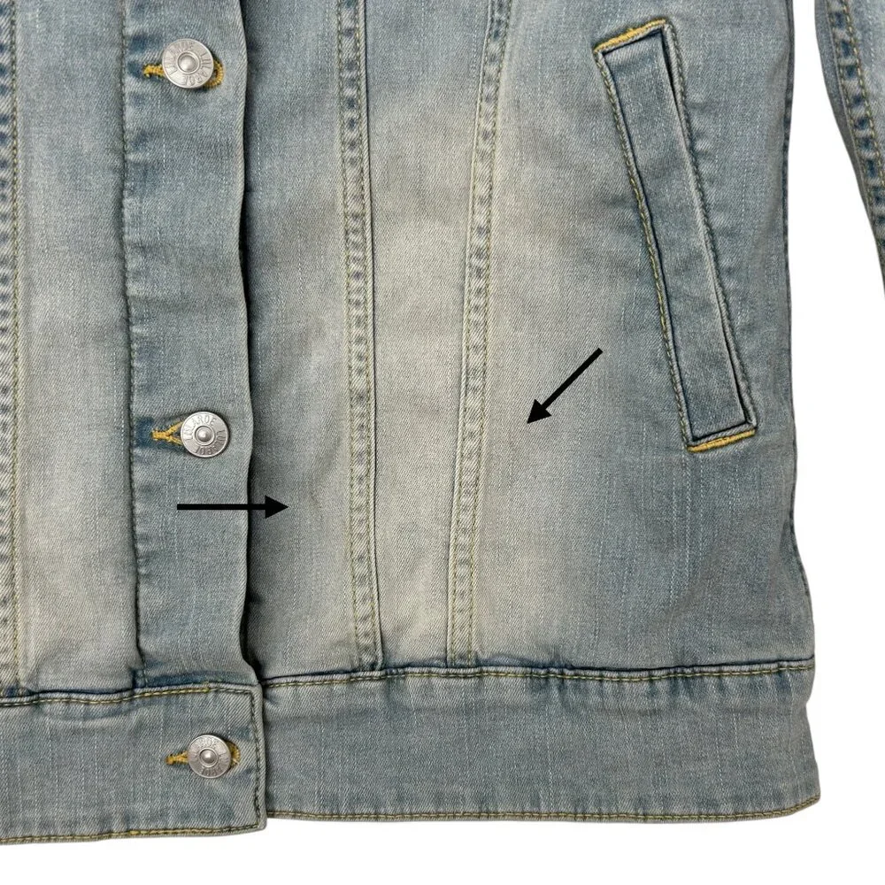 LuLaRoe Jaxon Light Wash Embroidered Denim Jacket (S)