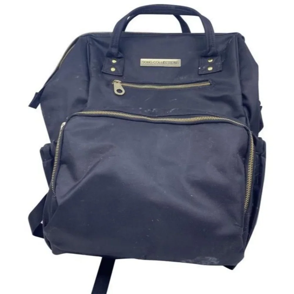 Multi Pocket Black Fabric Backpack