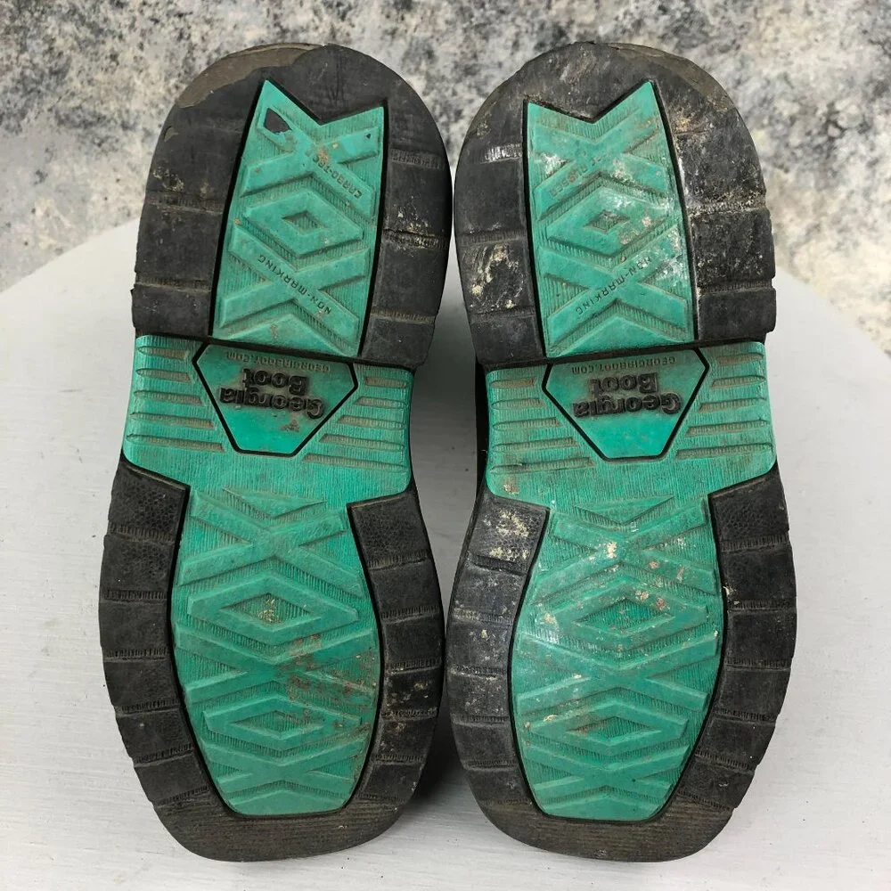 Georgia Boot Kids Size 12M Carbo-Tec LT Brown Turquoise Leather Cowboy Boots