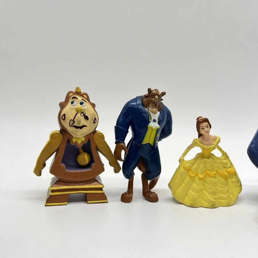 Disney Beauty‎ & The Beast Figure Toy Lot 8 Cake Topper Belle Cogsworth Beast