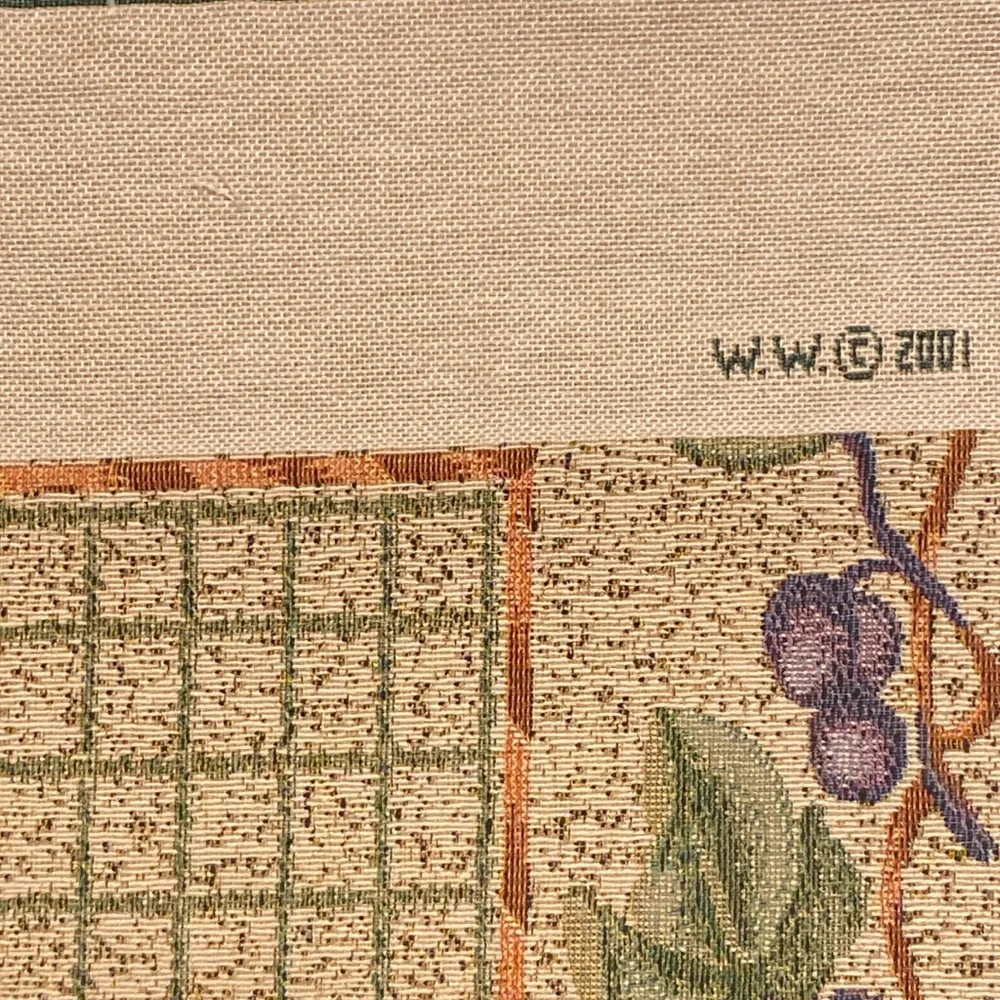 Grape Vine Tapestry Wall Hanging W.W. 2001 with rear pockets Y2K Home decor