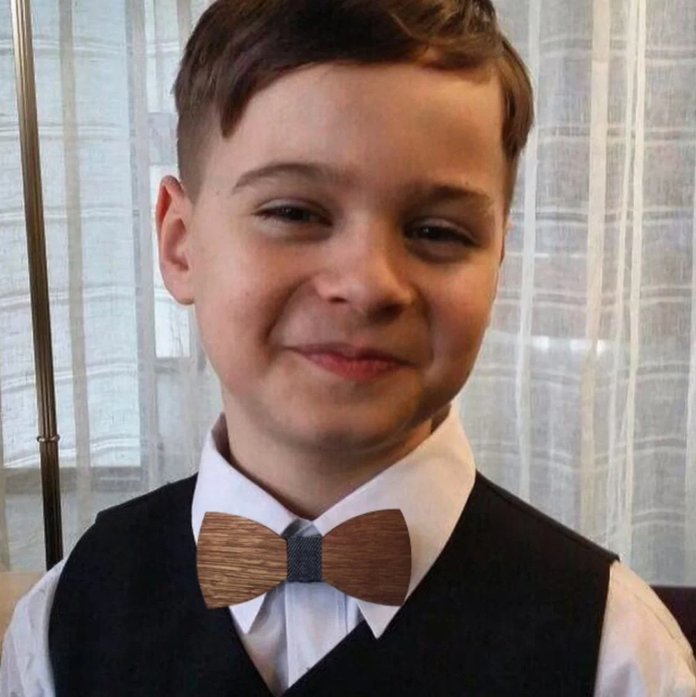 wood bow tie exquisite fabric