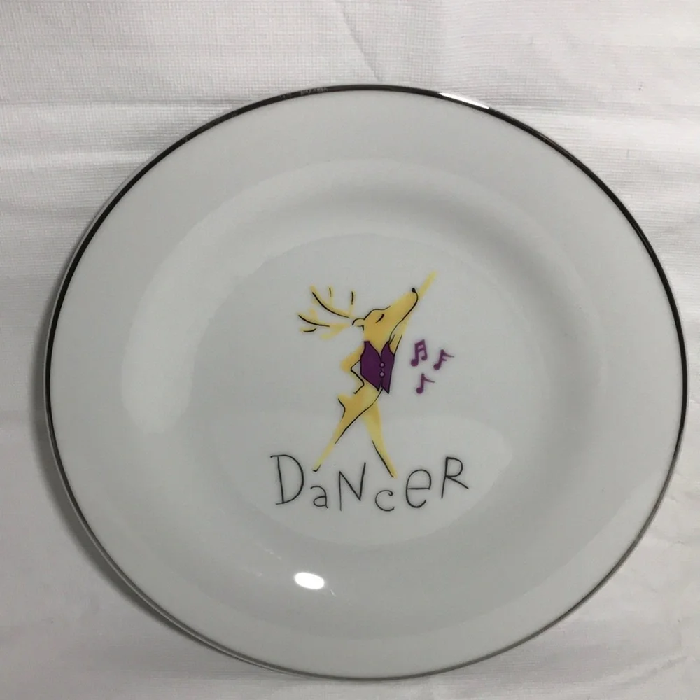 Pottery Barn Retired Reindeer Dancer Luncheon Salad Dessert Plate 8 1/2”