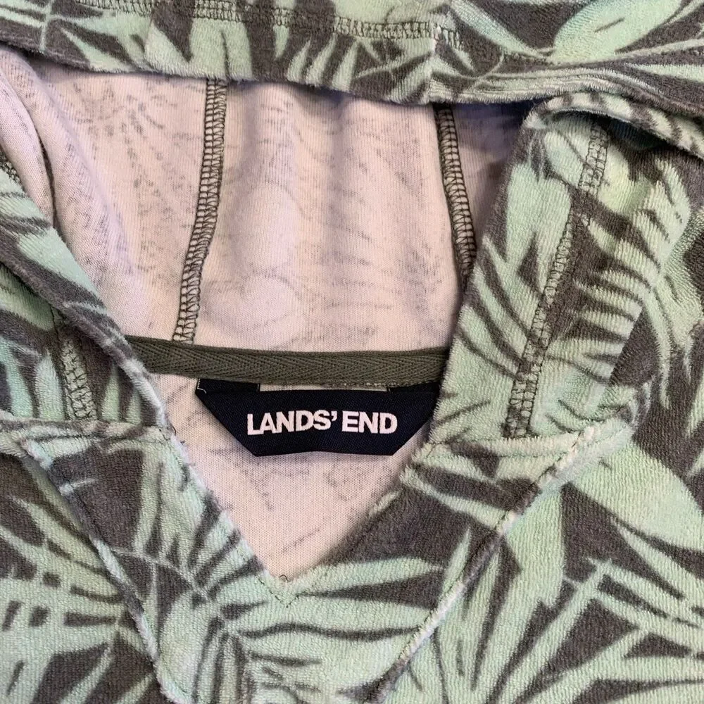 Lands End Hoodie Top Coverup Terry Youth Unisex XL 14/16 Kanga Pocket Swim Pool