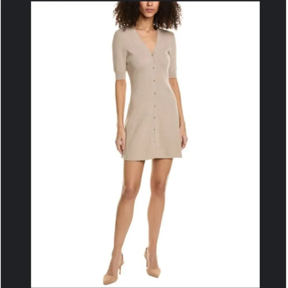 ba&sh Kao Rib A-line sweater mini dress in Beige