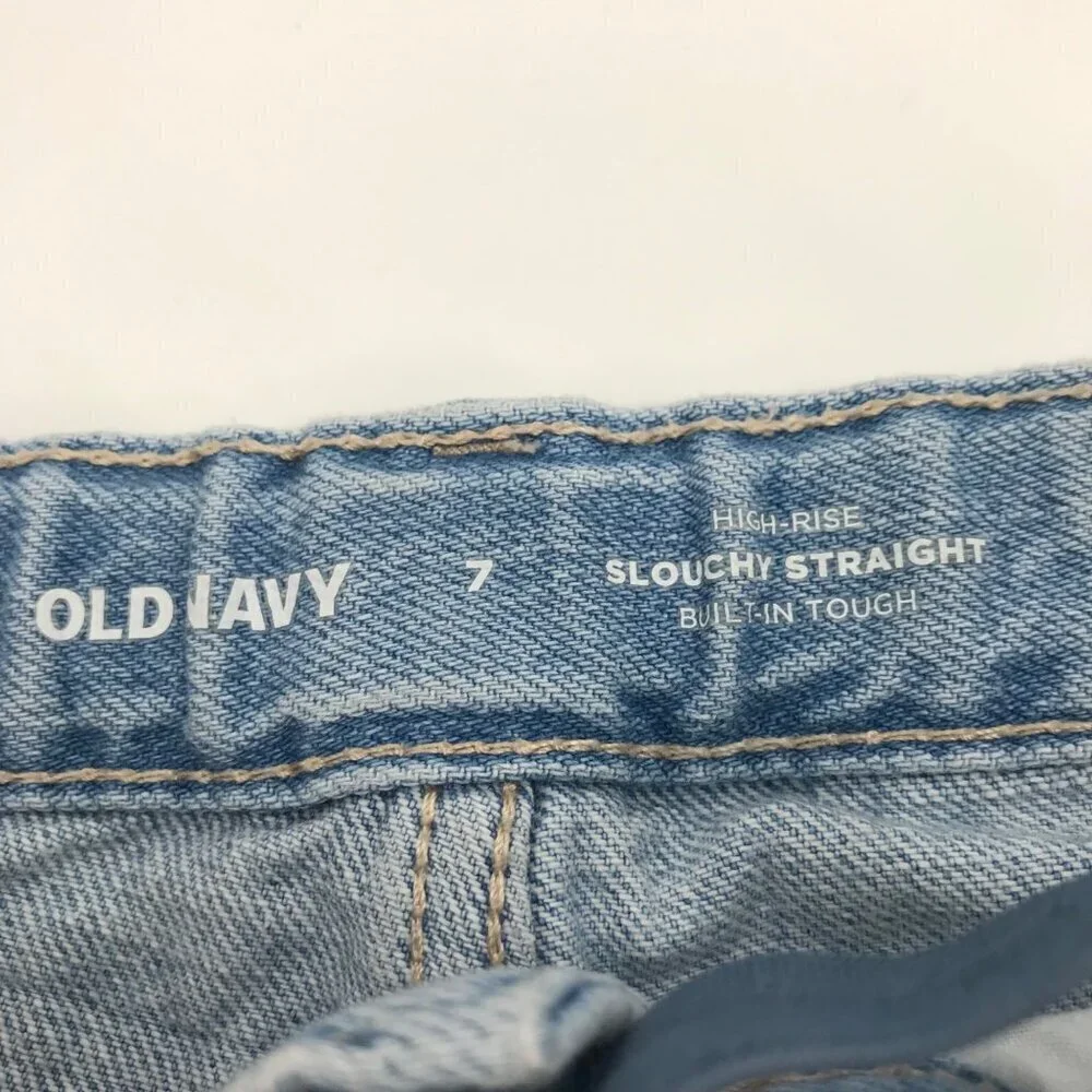 Old Navy High Rise Slouch Straight Light Wash Cut Off Shorts Youth Girls Size 7