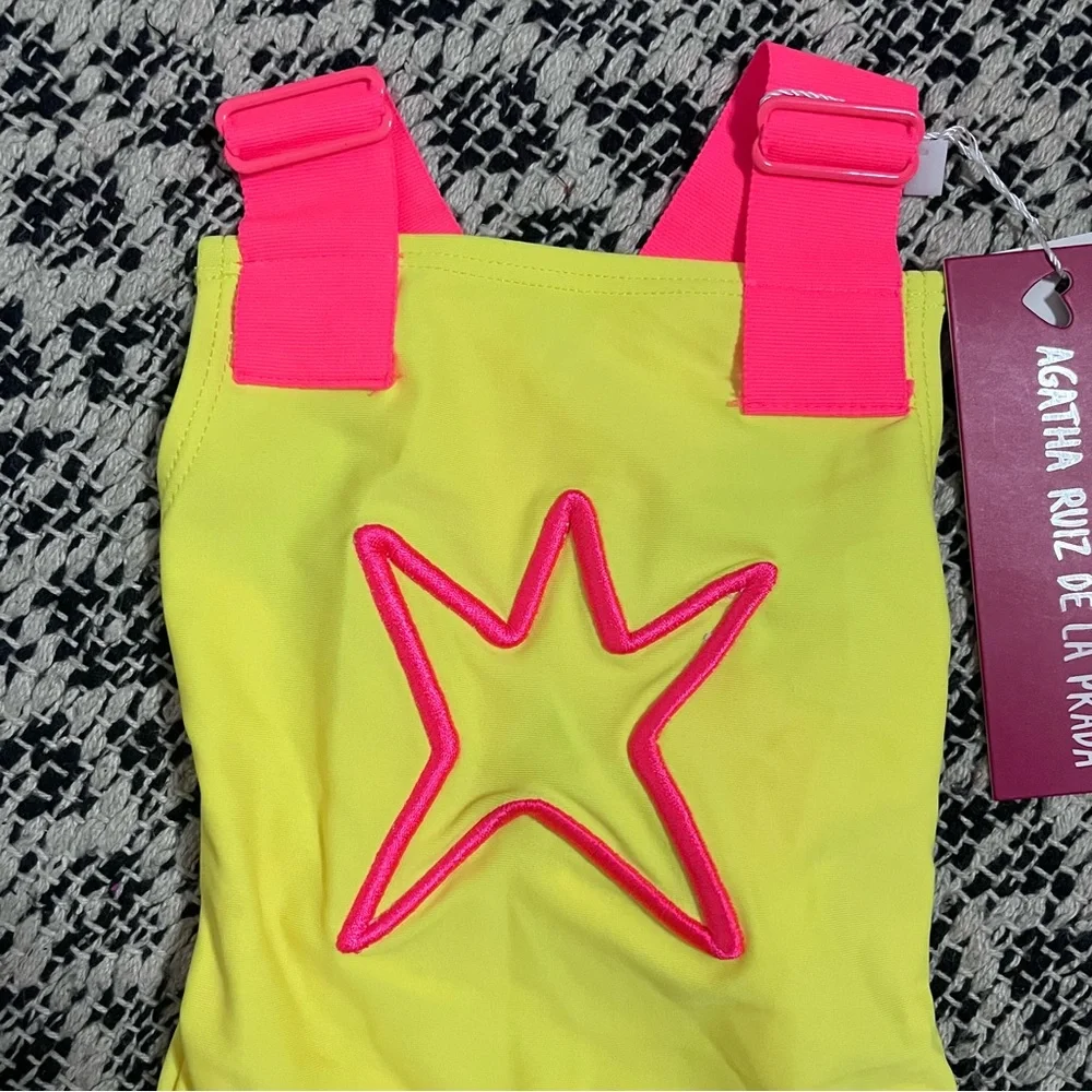 New Agatha Ruiz DeLaPrada Girls Yellow Stars Swimsuit Size 12 Months