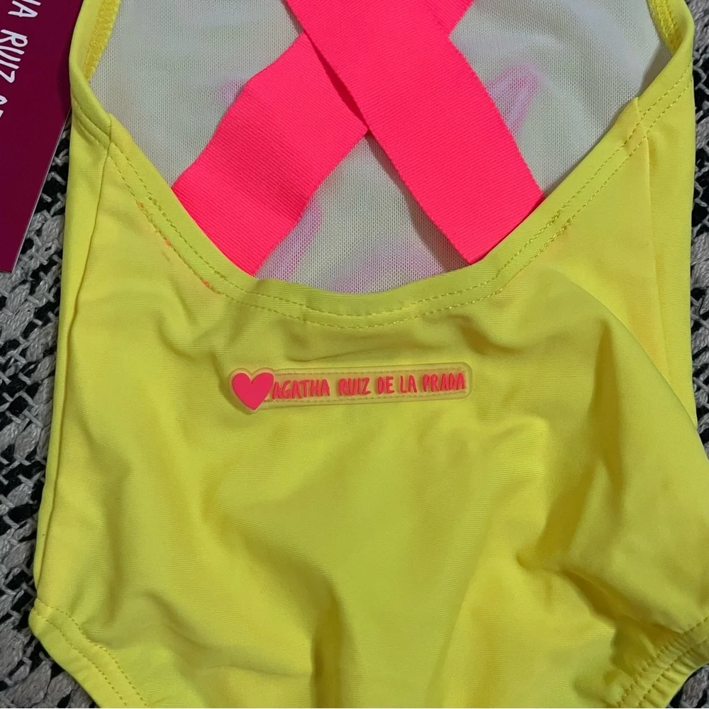 New Agatha Ruiz DeLaPrada Girls Yellow Stars Swimsuit Size 12 Months