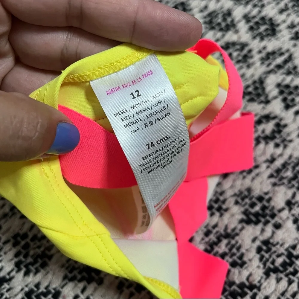 New Agatha Ruiz DeLaPrada Girls Yellow Stars Swimsuit Size 12 Months