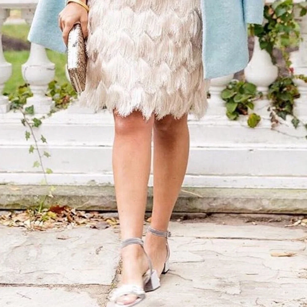 Sail to Sable Fringe Mini Skirt Cream Size 8