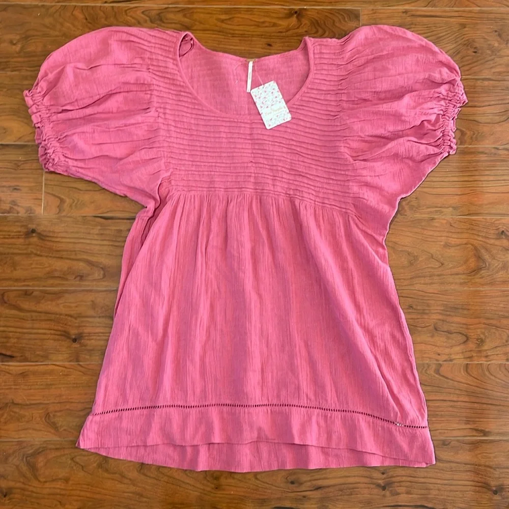 COPY - NWT Free People Pink Short Bubble Sleeve Tunic Midi Dress Top