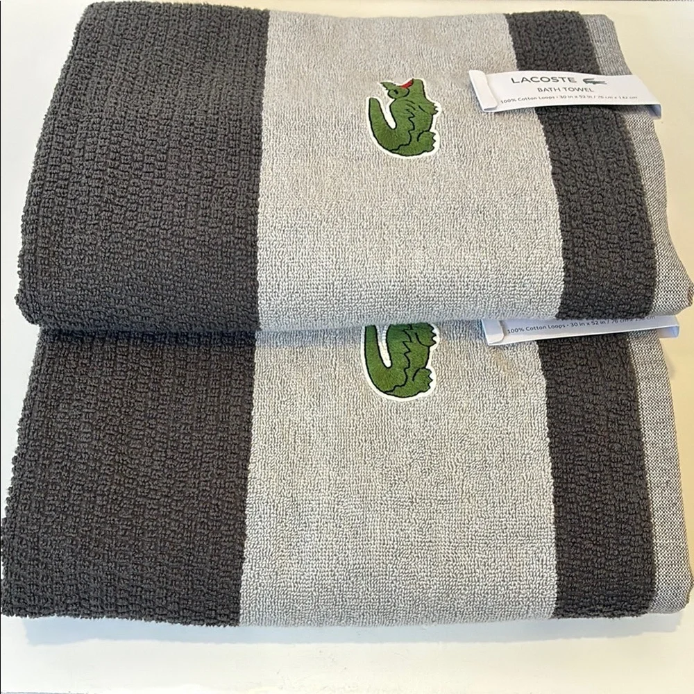 Lacoste Silver and Gray Bath Towels Luxurious Softness