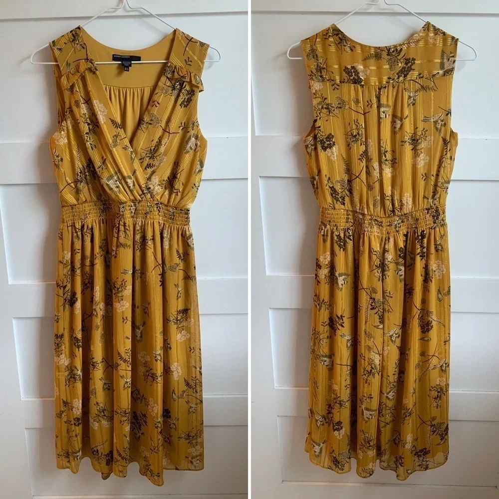 MAGGY LONDON | EUC Golden Yellow Boho Midi Dress 2