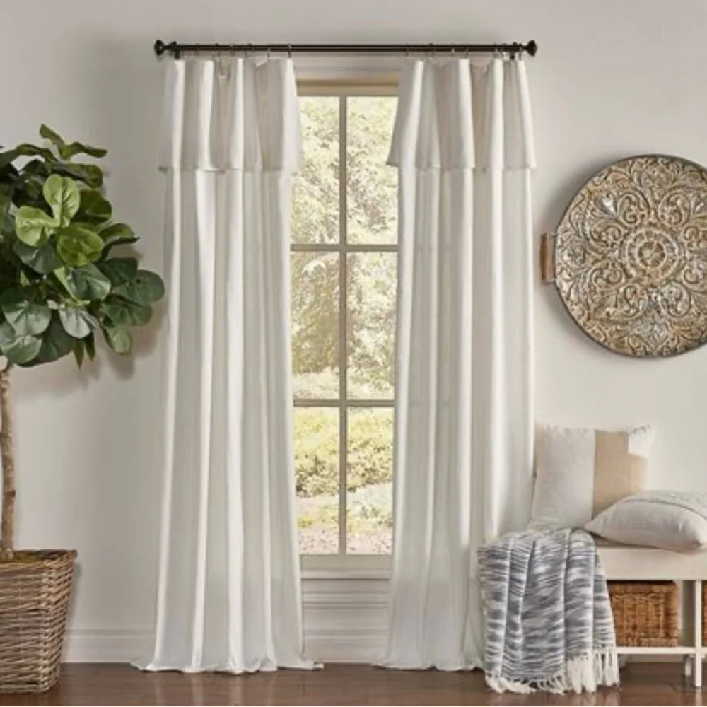 Mercantile Drop Cloth Light Filtering Ring Top Tab Farmhouse Curtain Pan…