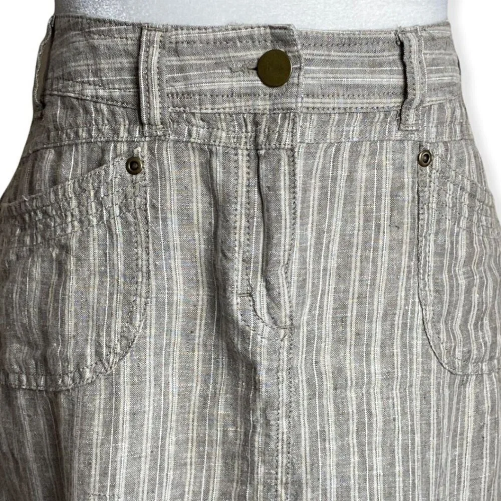 Marks & Spencer 100% Flax Linen Flared Skirt in Coffee Womens Sz UK12/US 14