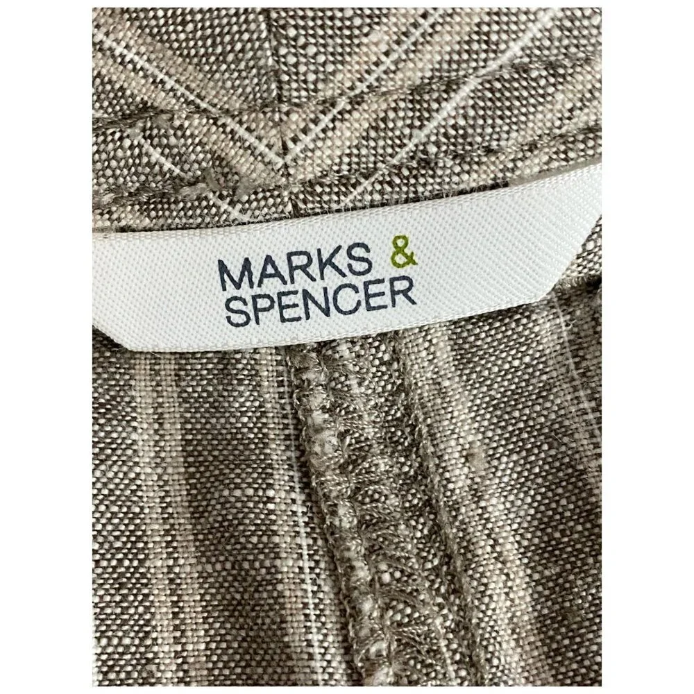 Marks & Spencer 100% Flax Linen Flared Skirt in Coffee Womens Sz UK12/US 14