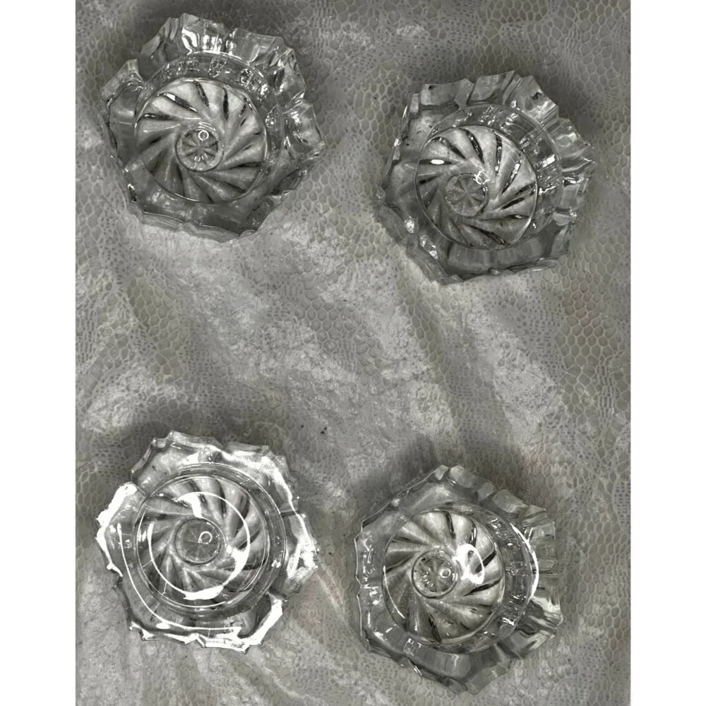 Salt Cellars /Tealight Holders Set of 4 Thick Clear Glass Wedding Shower Display