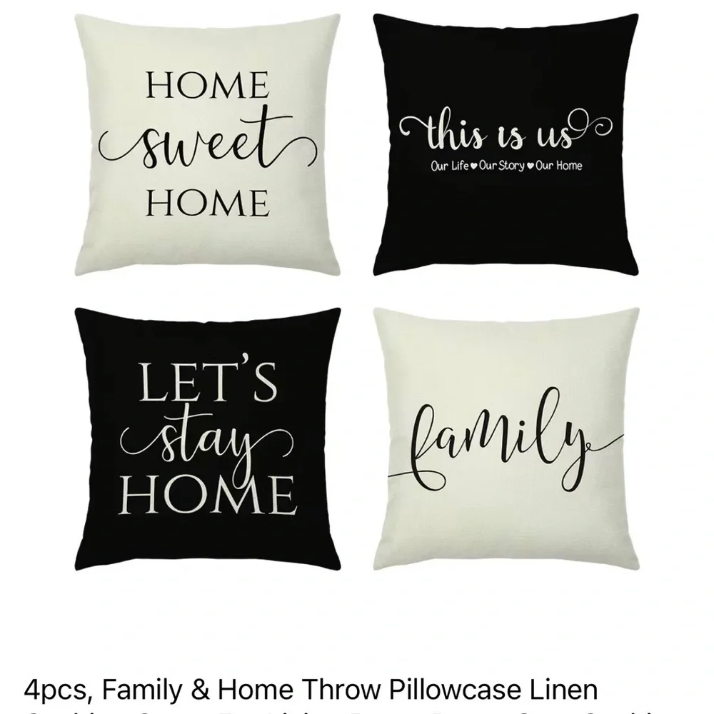 4pcs, Family & Home Throw Pillowcase Linen Cushion Cover For Living Room B12
