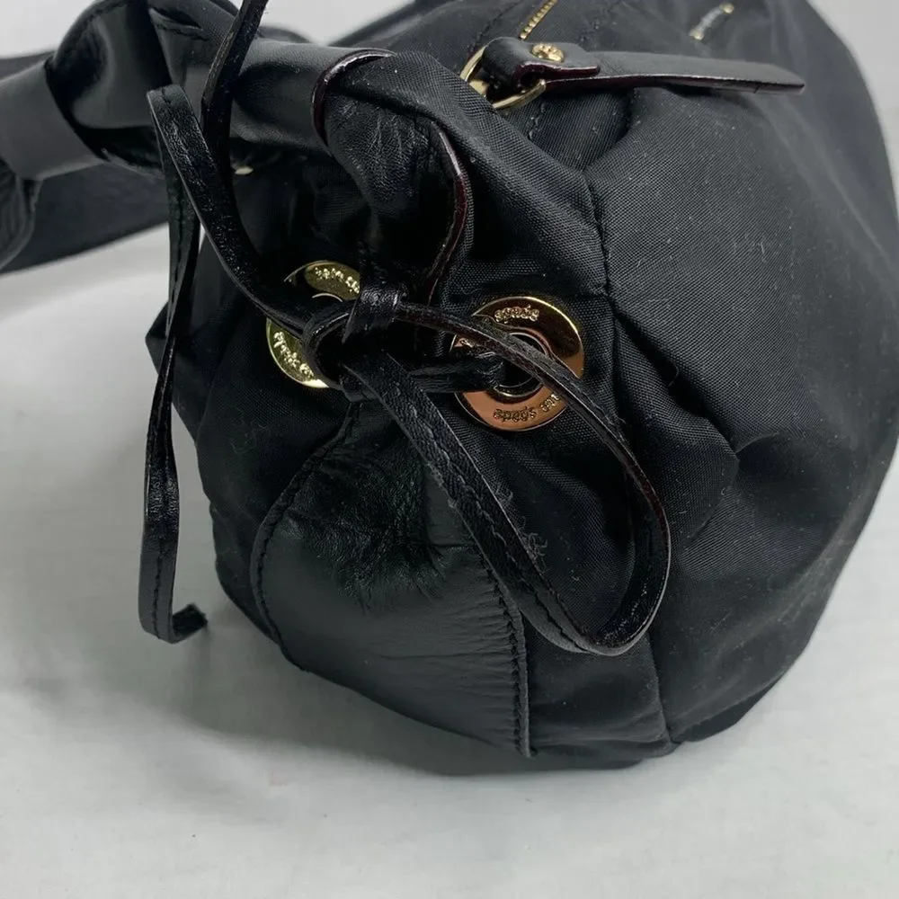 Kate Spade black nylon leather hobo shoulder bag