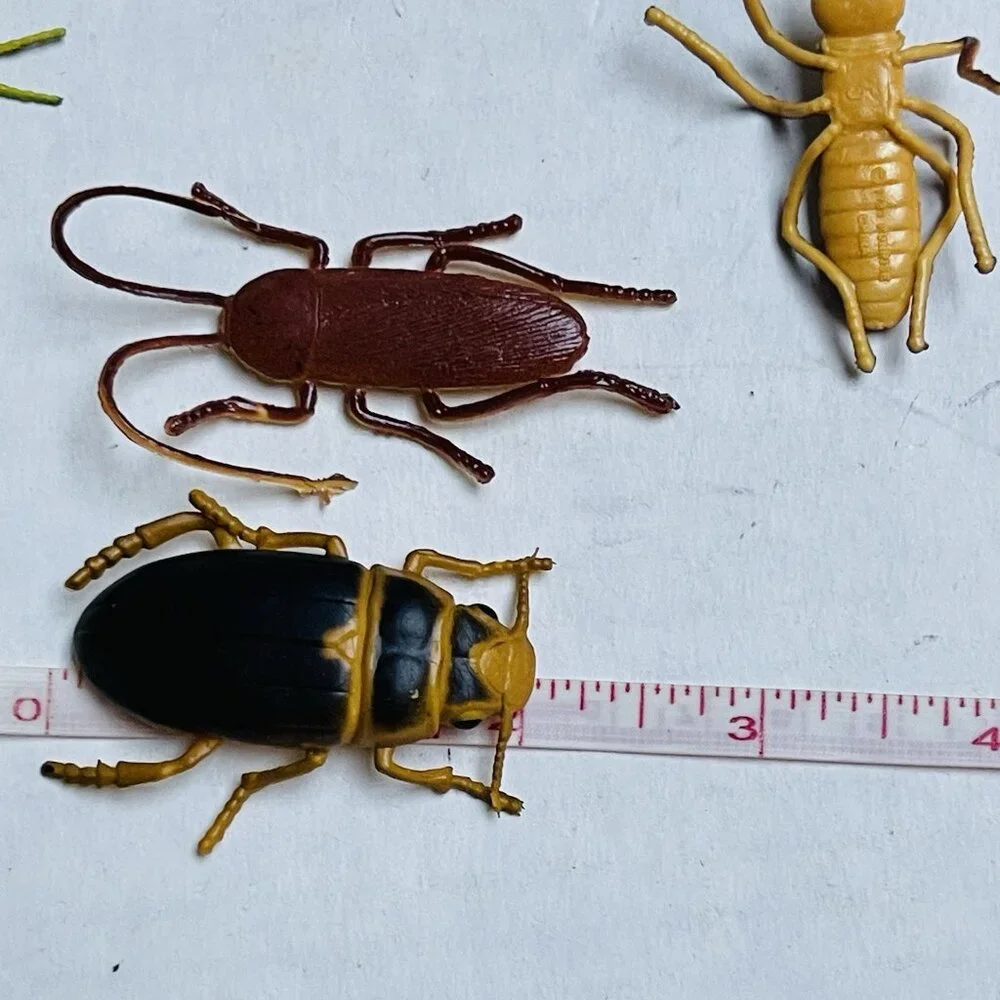 Insects Beetle Fly Weevil Mantis Spider Grasshopper 11 Pieces 2in Vintage 1989
