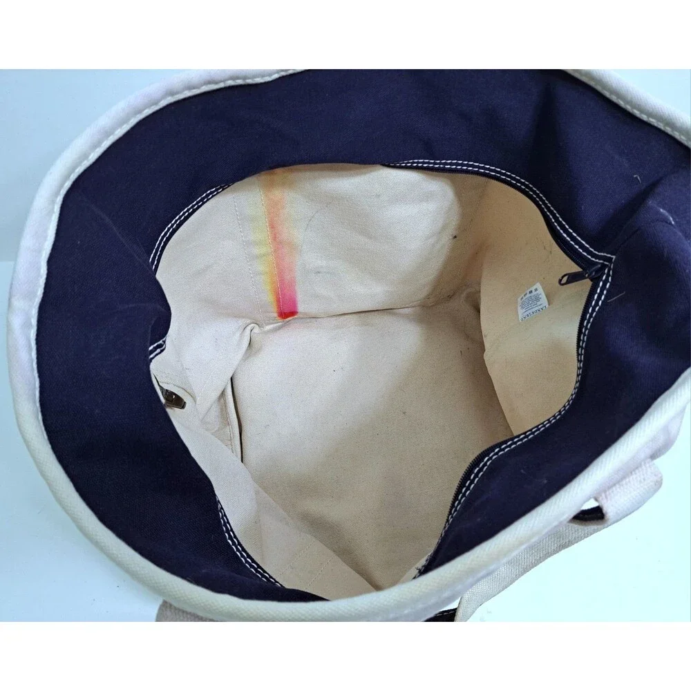 Vintage Lands End Canvas Boat Tote Beach Travel Bag Blue Large Philadelphia