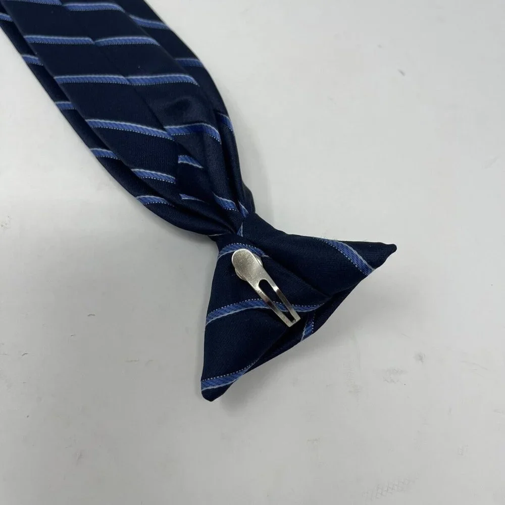 Michael Kors Blue Striped Boys Clip On Tie