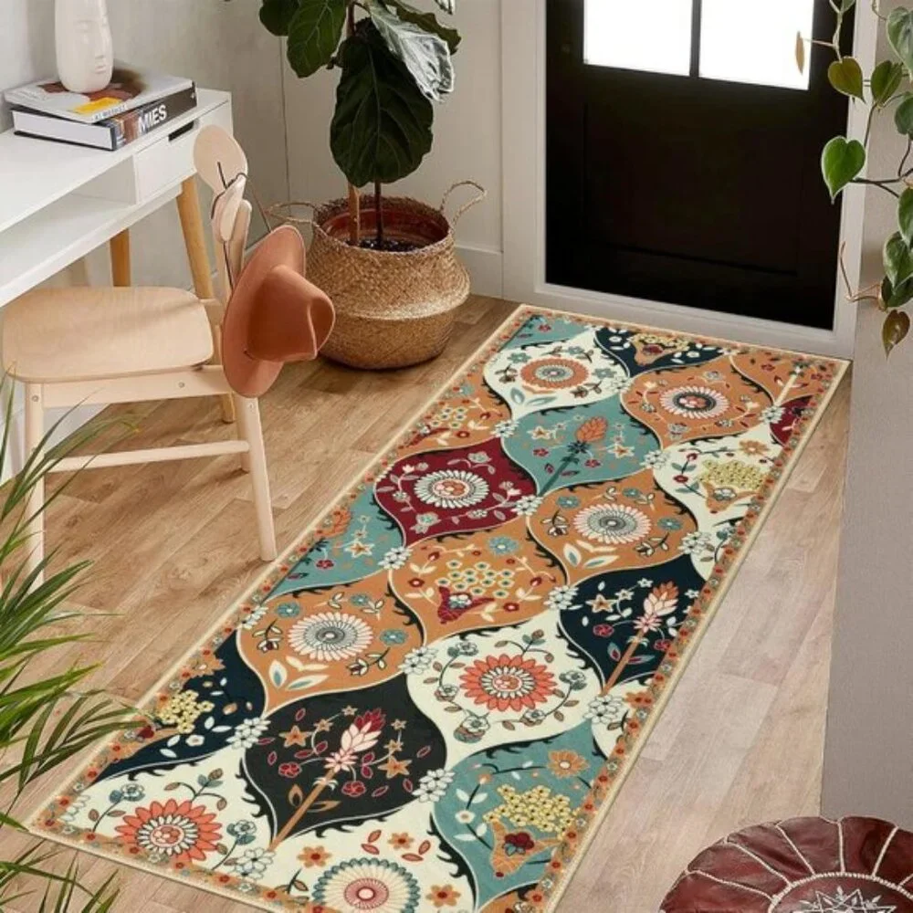New Sets of 3 Non Slip Floral Patteren Kitchen Rugs, Washable Runner Rugs
