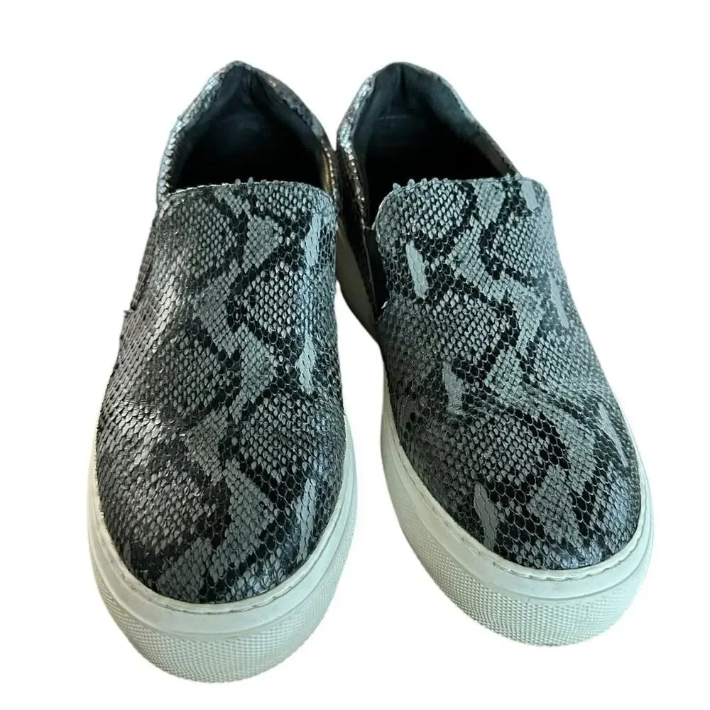 J Slides SlipOn Platform Sneaker Snake-Embossed Cleo Leather Black Size 9.5