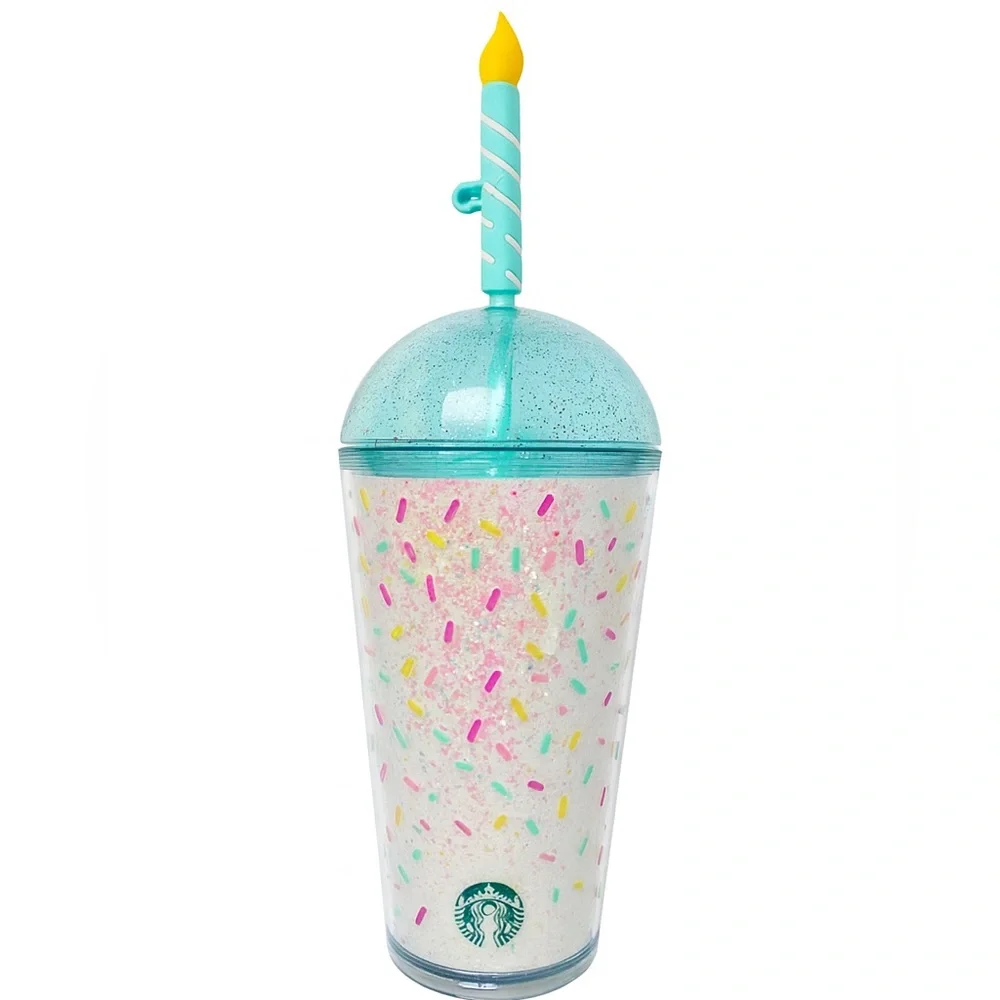 2025 Starbucks Tumbler 16oz With Birthday Candle Straw Topper- NEW