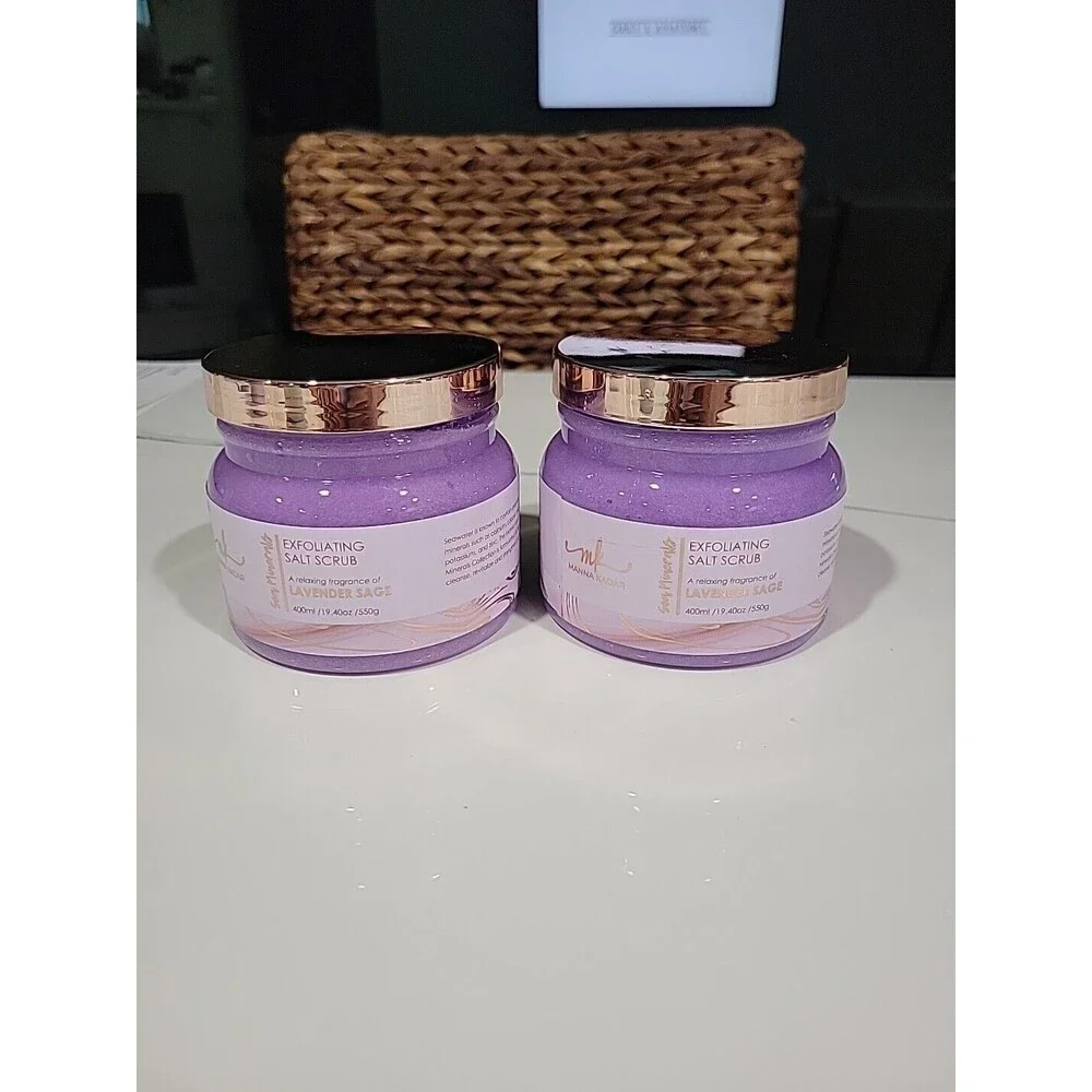 Manna Kadar Beauty Sea Minerals Exfoliating Salt Scrub Lavender Sage 2 NEW HB6