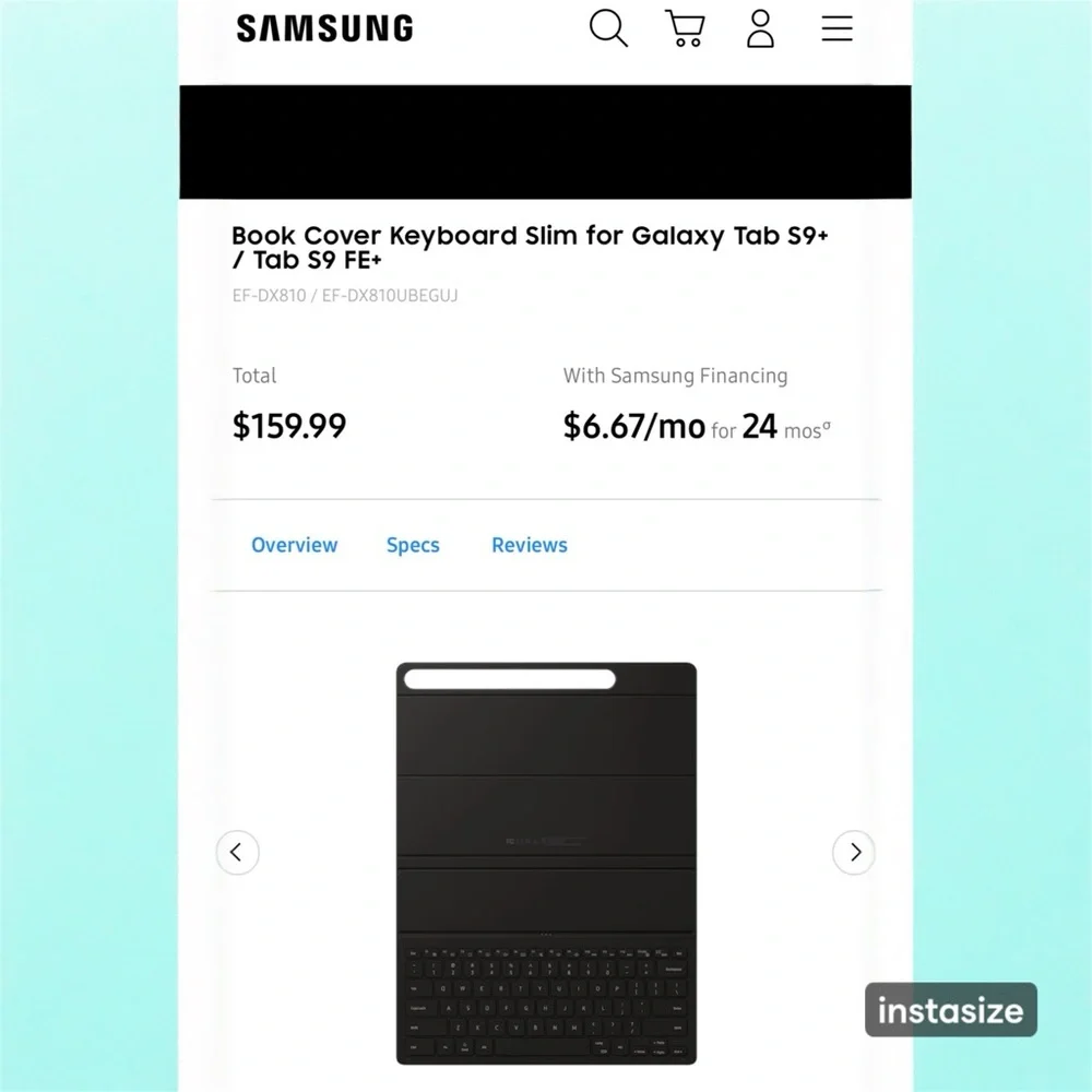 Samsung Black Book Cover Keyboard for Galaxy Tabs
