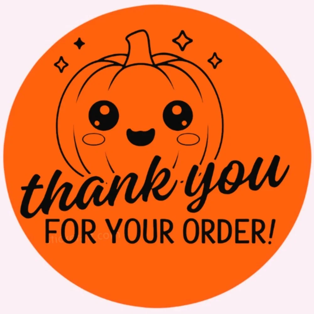 🎃 Thank You for your order Pumpkin Stickers | 100pcs 2” Round Halloween Labels