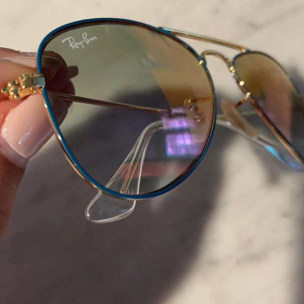 Ray-Ban Kids Gold Frame Sunglasses with Blue Accents