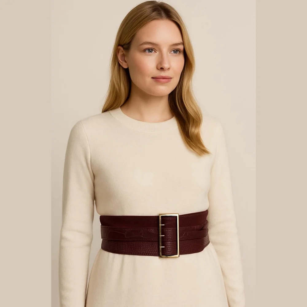 Womens Burgundy Belt Size Medium