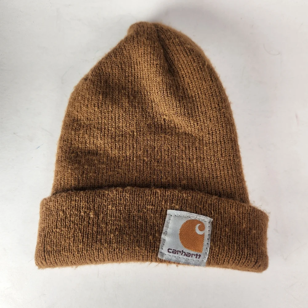CARHARTT Beanie Hat Toddler Brown Knit Logo
