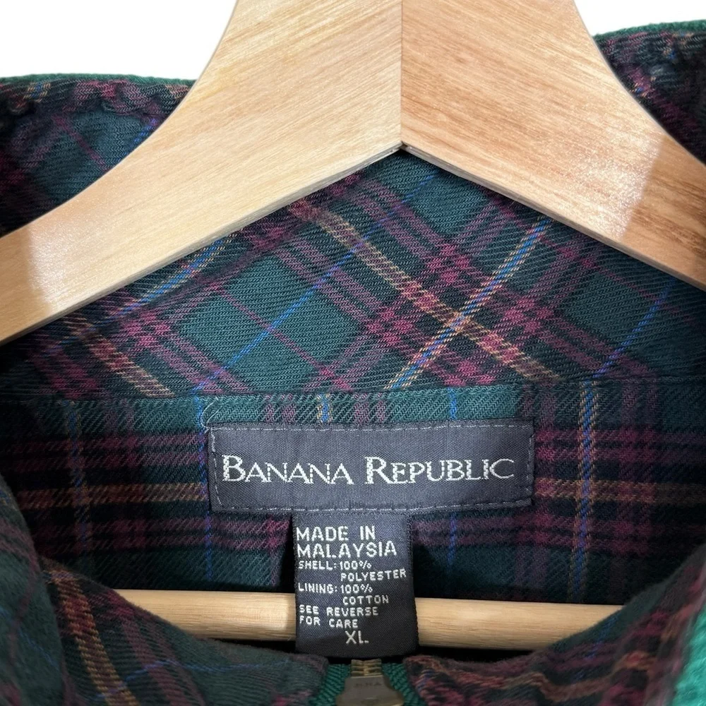 Vintage BANANA REPUBLIC Fleece Flannel Zip Pullover Oversize Jacket Coat